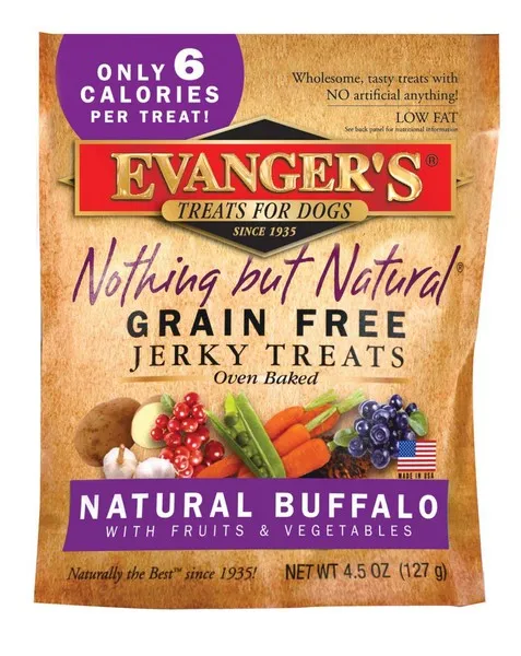 4.5 oz. Evanger's Nothing But Natural Buffalo Jerky Treats For Dogs - Treats